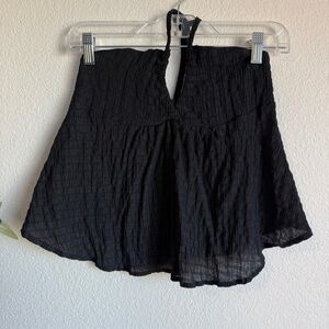 Black Smocked Halter Top Flowy Boho Open Back Festival Stule Women’s Size Medium